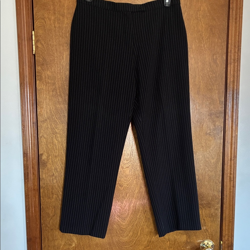 Elegant Black Pinstripe Women's Trousers